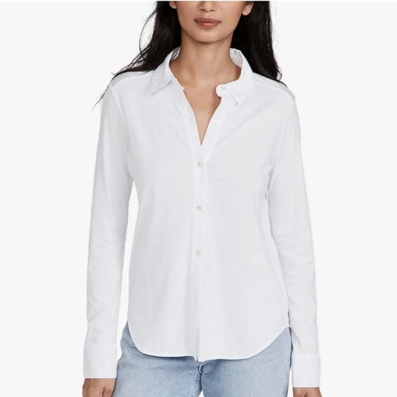 Theory Tops - Theory Riduro Sea Slub-White organic cotton button up shirt Size Medium